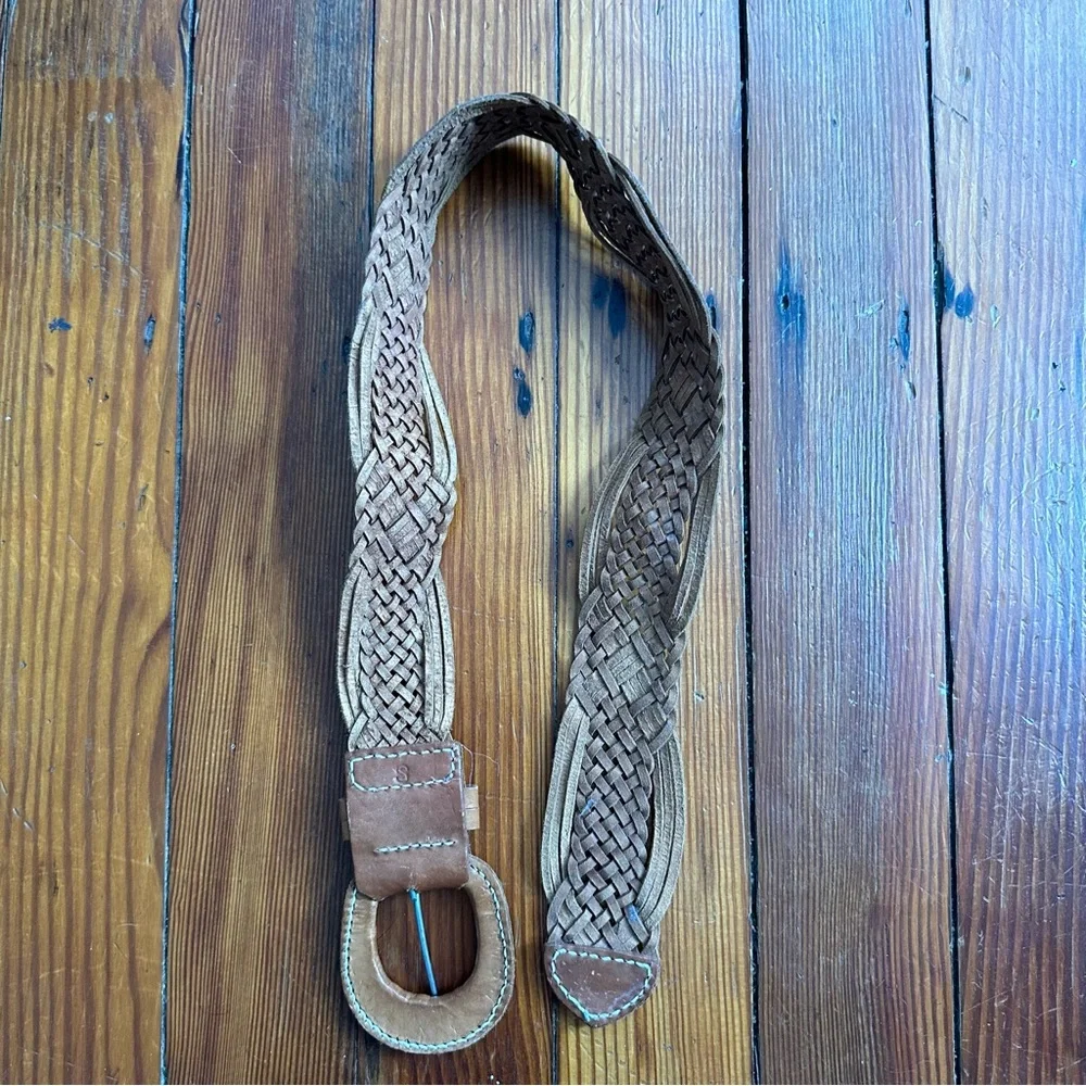 Vintage leather braided belt Small